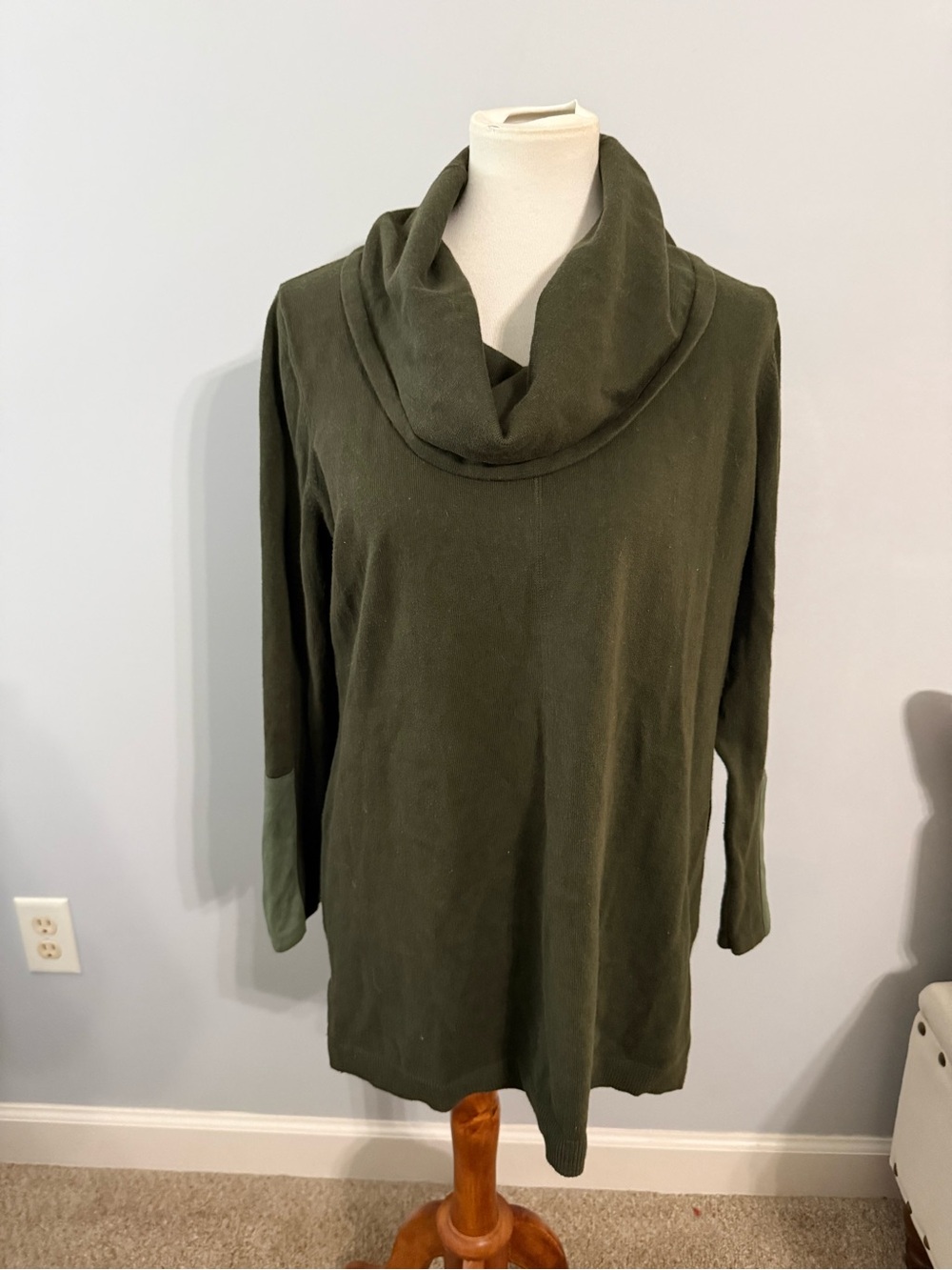 Tyler Boe Olive Green Cowl Neck Sweater